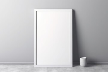 White Blank Poster With Frame Mockup On Grey Wall Mockup . Сoncept Blank Poster Mockup, Framed Poster On Wall, White Poster Mockup, Grey Wall Mockup