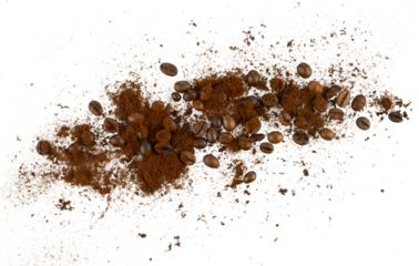 coffee beans with ground splash