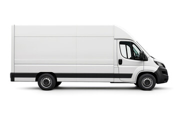 White Delivery Van Isolated From White Background Mockup . Сoncept White Delivery Van, Isolated, White Background, Mockup