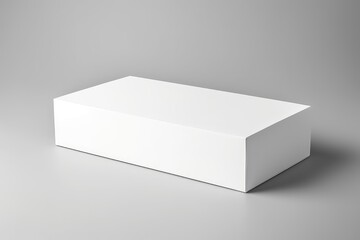White Horizontal Rectangle Blank Box Viewed From Top Side Far Angle Mockup . Сoncept Product...