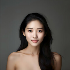 Fototapeta premium Beautiful young asian woman model with perfect clean. High-resolution