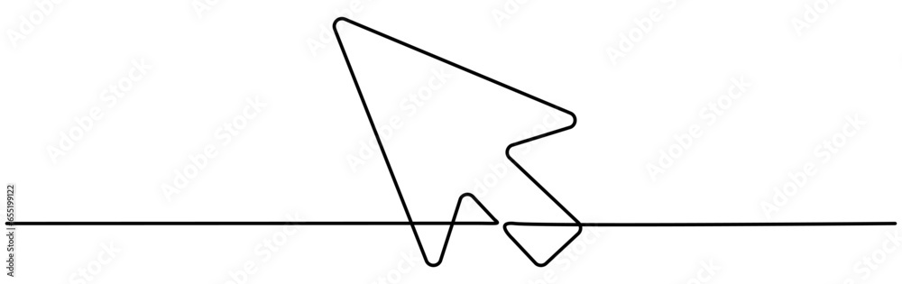 Poster mouse cursor continuous line drawn. arrow pointer linear symbol. vector illustration isolated on whi