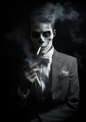Halloween man smoking a cigar