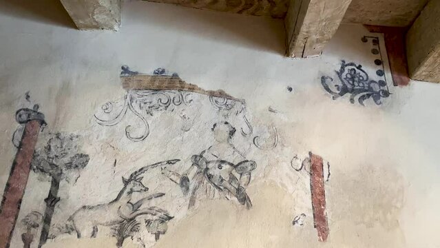 Video of medieval wall paintings inside a building in Basel, Switzerland