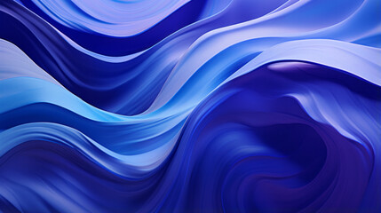 A large painting of an abstract design in shades of blue and purple
