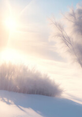 Sunny day and winter landscape.AI