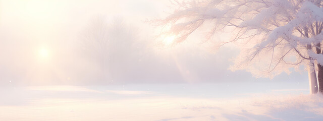 Sunny day and winter landscape.AI - obrazy, fototapety, plakaty