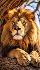 Fototapeta premium close up of a lion, created with Generative Ai technology