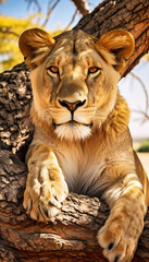 Fototapeta premium portrait of a lion, created with Generative Ai technology