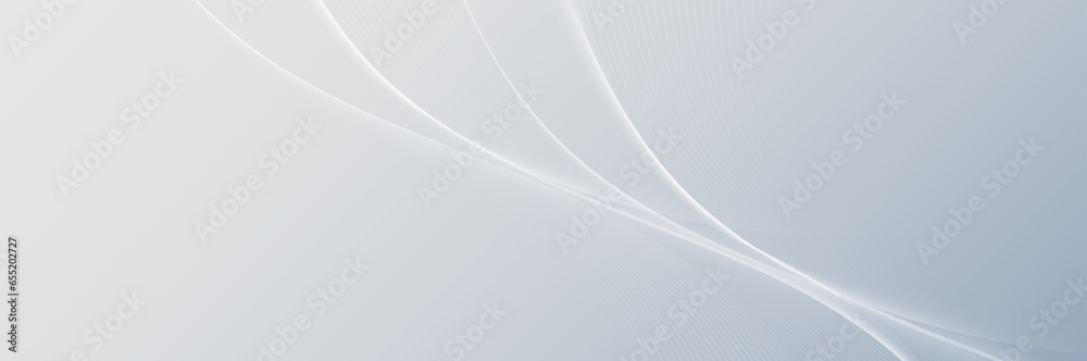 Poster White abstract dynamic line wavy glowing on grey background. Modern shiny white lines pattern. Vector illustration