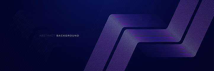 Blue abstract background with glowing triangle geometric lines. Modern shiny purple arrow lines pattern. Vector illustration