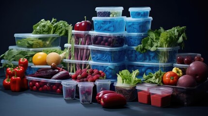 Plastic containers with vegetables