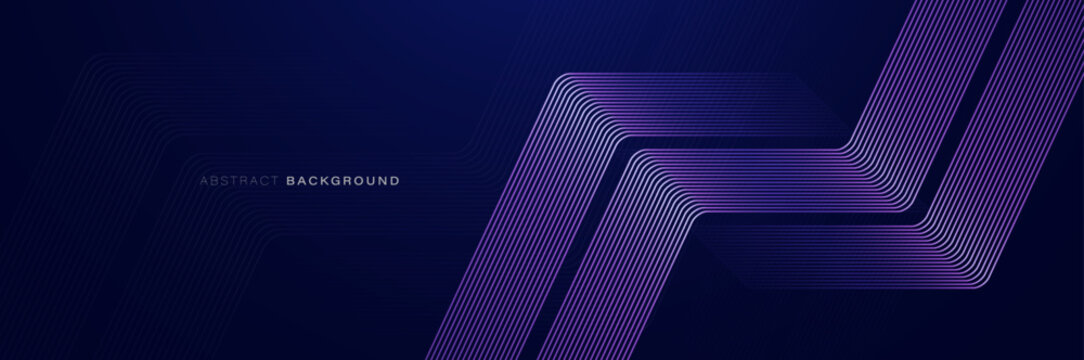 Blue abstract background with glowing triangle geometric lines. Modern shiny purple arrow lines pattern. Vector illustration