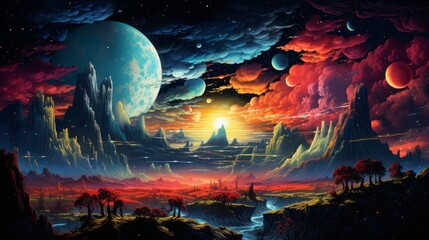 Obraz premium space landscape ai generated