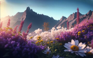 Nature and flowers 4k background wallpaper, cenimatic, high resuloution, high detail, extra detailed, created using generative artificial intelligence tools.