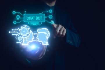 Digital transformation technology, Chatbot Chat AI, Artificial Intelligence. man using technology...