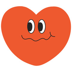abstract Retro heart emotion groovy smiley style. Valentine 14 February. y2k style element for social post, banner, poster, png isolated on transparent background.
