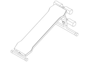 Abdominal Bench. Fitness, cardio, and muscle building machines, equipments set at gym. Workout and training concept. Vector illustration.