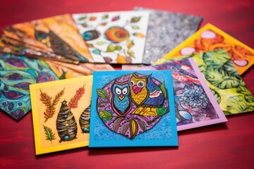 hand-drawn greeting cards on colorful paper