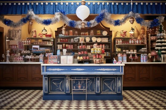 Checkout Counter With Hanukkah Themed Decorations