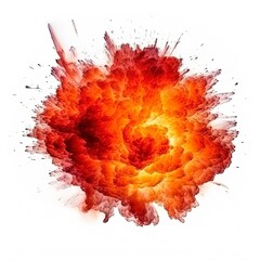 Fiery explosion isolated on a white background - obrazy, fototapety, plakaty