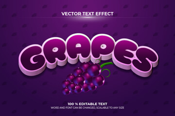 Grapes Fruit Editable Text Effect with realistic Grapes  vector
