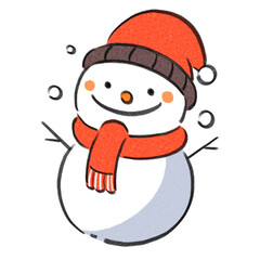Christmas snowman, hand-drawn illustration