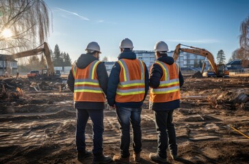 Builder concept. Real estate investment, builders businessmen, investors architects, making a plan for future construction, planning for the next time, high-rise skyscrapers, big project