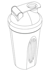 Blender Bottle shaker cups isolated on white background. Fitness, cardio, and muscle building machines. Exercise and gym concept. Vector illustration.