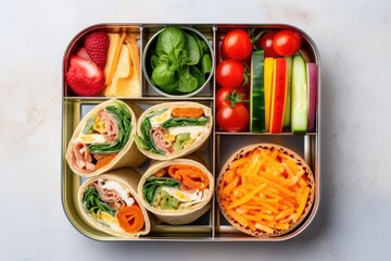 overhead shot of a childs packed lunch