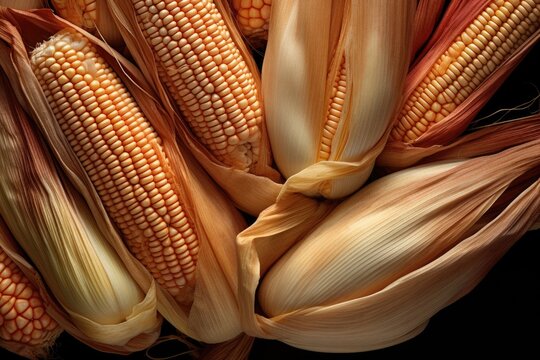 artistic formation of corn ears on husks