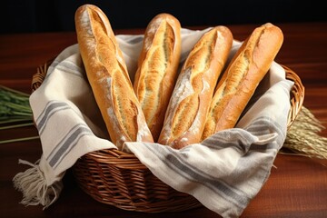 french baguettes in a wicker basket