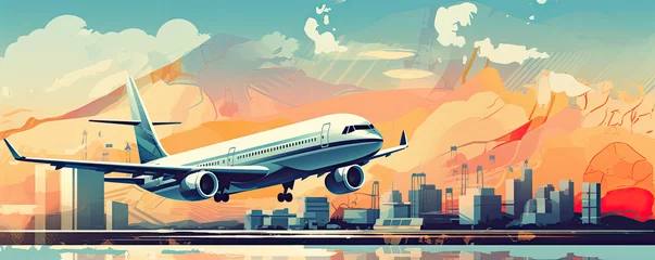  Flight ticket and plane cartoon style © Michal