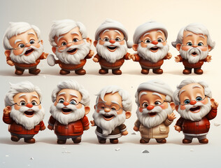set of Santa characters