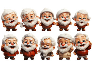set of Santa cartoon characters