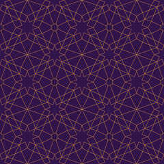 Vector seamless pattern, golden geometric background. Elegant element for design template. Luxury ornament in Eastern style. Ornate gold decoration. Arabic motifs.