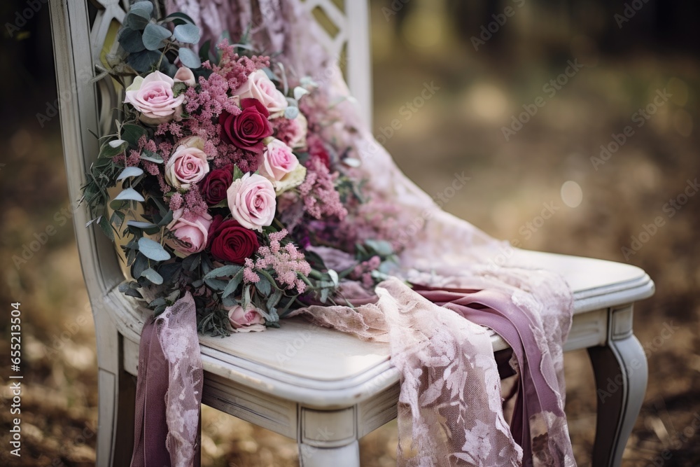 Wall mural a decorated chair for the bride and groom