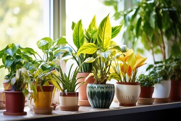 potted air-purifying houseplants placed in natural light