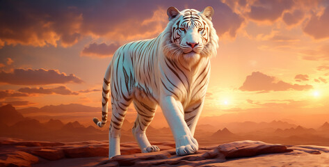 regal massive white tiger desert courage dusk gradient - Powered by Adobe