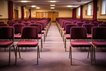 rows of empty chairs before the start of a seminar