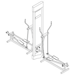 Elliptical fitness bike isolated on white background. Fitness, cardio, and muscle building machines. Exercise and gym concept. Vector illustration.
