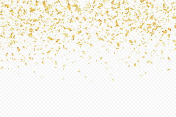 Glittering confetti on a transparent background. Gold confetti