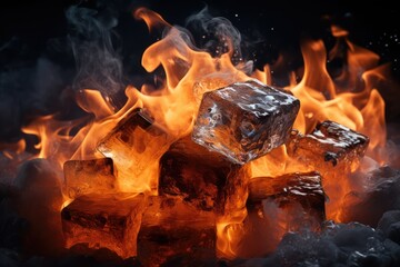 fire and ice, hot and cold concept. Life and Death, Day and Night, Right and Wrong, Hope and Despair
