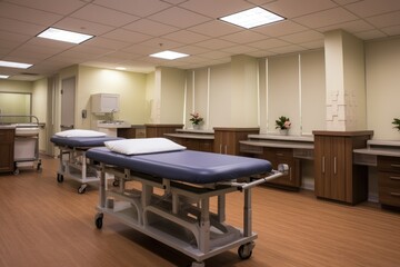 clinical therapy room with three massage tables