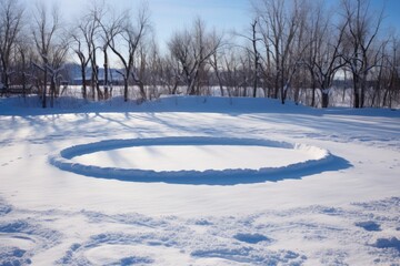 a circle of untouched snow ready for dancers