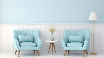 Blue and white armchair