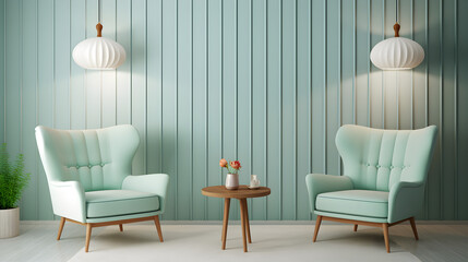 Green and white armchair