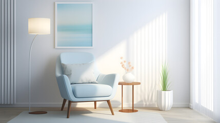 Blue and white armchair