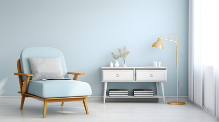 Blue and white armchair