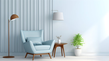 Blue and white armchair